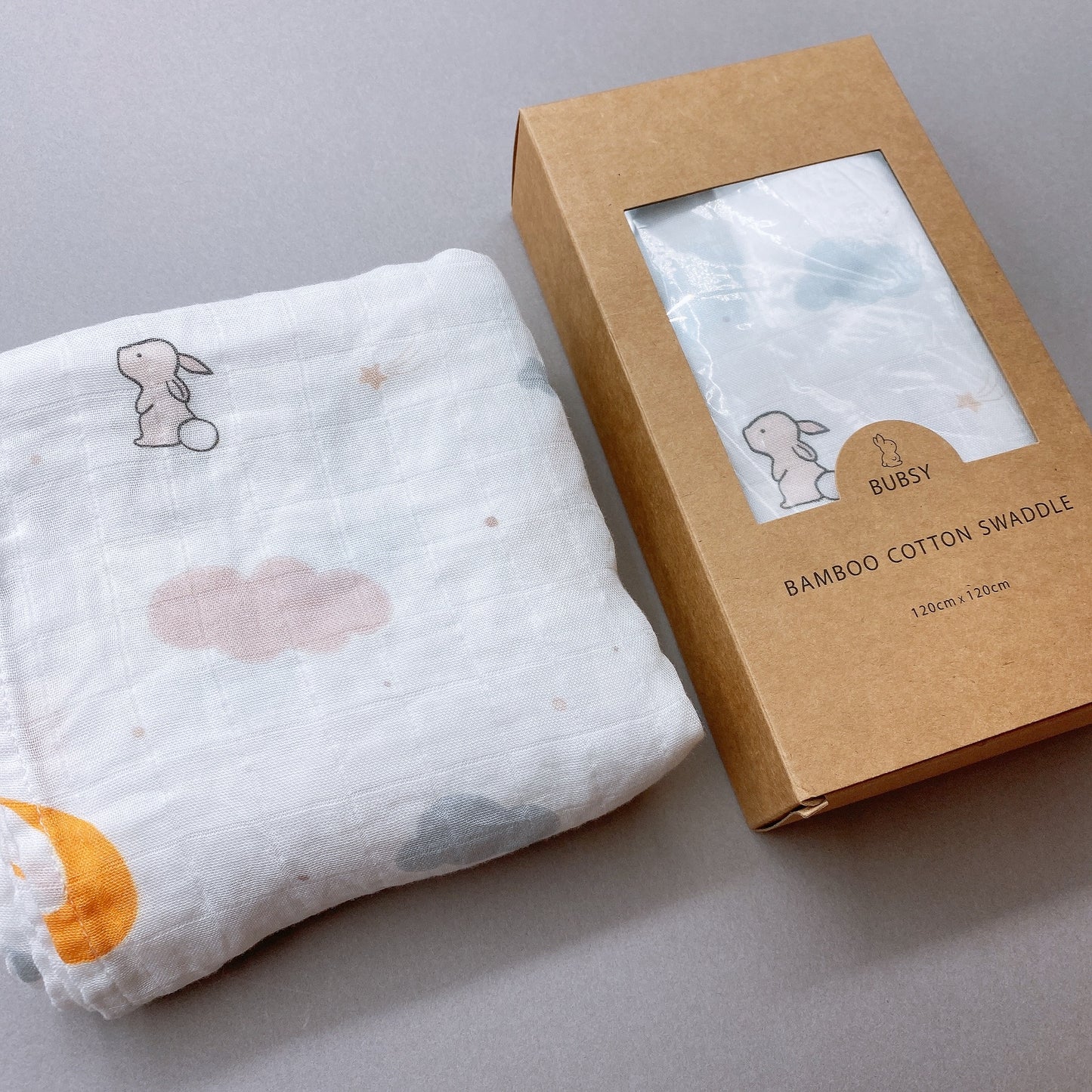 Bamboo Cotton Swaddle - Moon Bunny