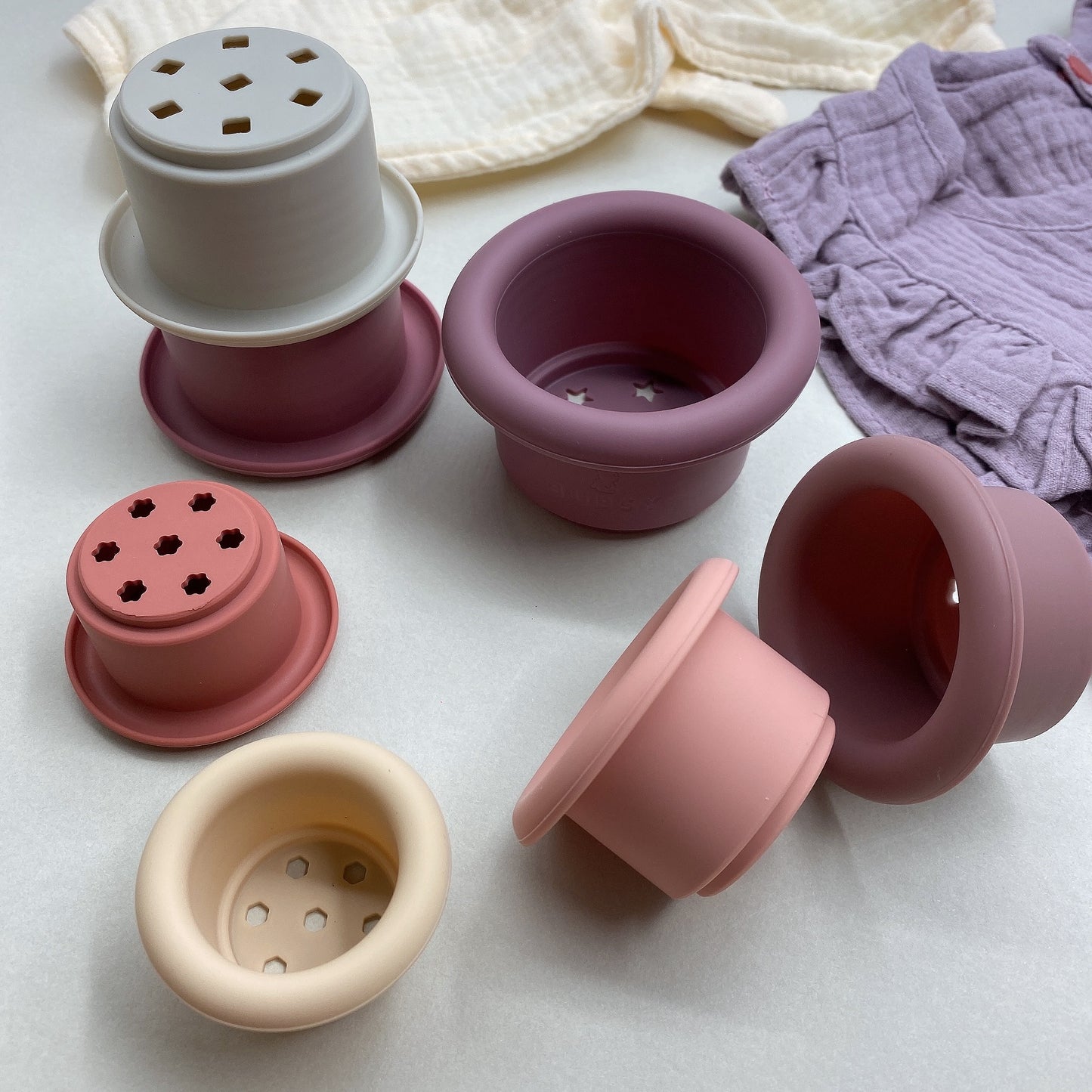 Silicone Stacking Cups (Multi-Colours)